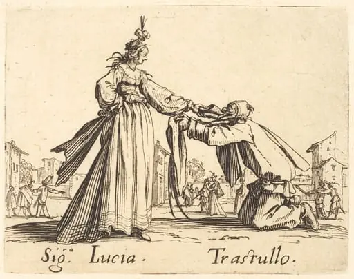 Signa. Lucia and Trastullo, by Jacques Callot
