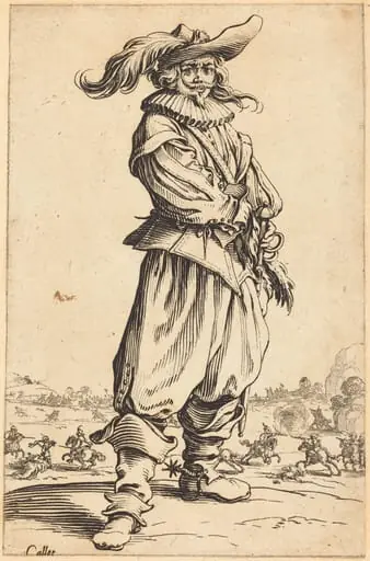 Soldier with Feathered Hat, by Jacques Callot