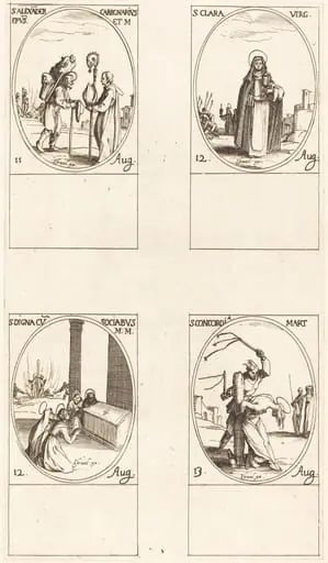 St. Alexander Carbonarius; St. Clare; St. Digna and Companions; St. Concordia, by Jacques Callot