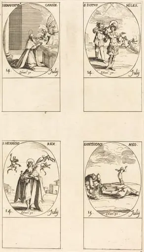 St. Bonaventura; St. Justus; St. Henry, Emperor; St. Antiochus, by Jacques Callot