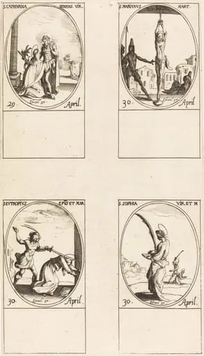 St. Catharine of Siena; St. Marian; St. Eutropius; St. Sophia, by Jacques Callot