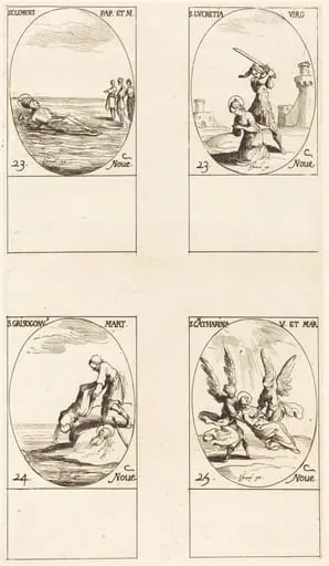 St. Clement; St. Lucretia; St. Chrysogonus; St. Catharine, by Jacques Callot
