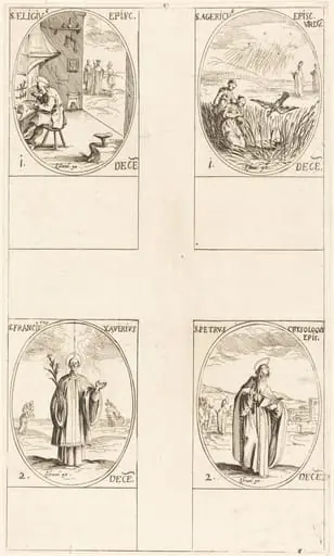 St. Eligius; St. Agericus; St. Francis Xavier; St. Peter Chrysologus, by Jacques Callot