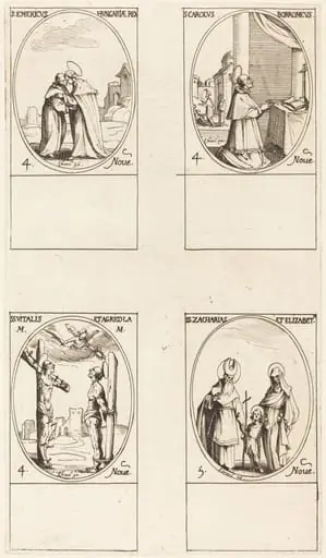 St. Emeric; St. Charles Borromeo; St. Vitalis & Agricola; Sts. Zachary & Elizabeth, by Jacques Callot