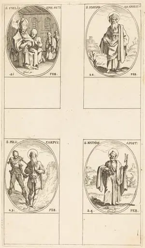 St. Felix; St. Joseph of Arimathea; St. Polycarpe; St. Matthias, Apostle, by Jacques Callot