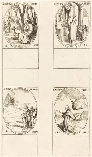 St. Giles; St. Lupus; St. Anne; St. Nonnosus, by Jacques Callot