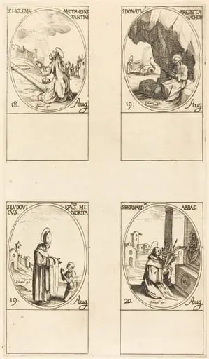 St. Helen; St. Donatus; St. Ludovicus, Bishop; St. Bernard, by Jacques Callot