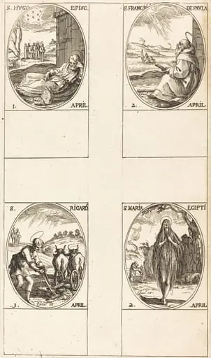 St. Hugo; St. Francis of Paula; St. Mary of Egypt; St. Richard, by Jacques Callot