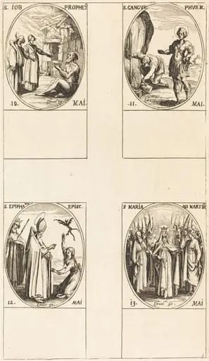 St. Job, Prophet; St. Gangulphus; St. Epiphanius; St. Mary of Martyrs, by Jacques Callot