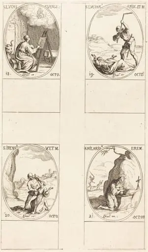 St. Luke; St. Lucian; St. Irene; St. Hilarion, by Jacques Callot