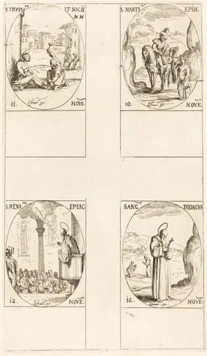 St. Martin; St. Tryphon and Companions; St. Renatus; St. Didacus, by Jacques Callot