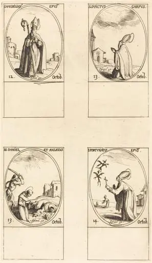 St. Maximilian; St. Carpus; St. Daniel and Angelus; St. Fortunatus, by Jacques Callot