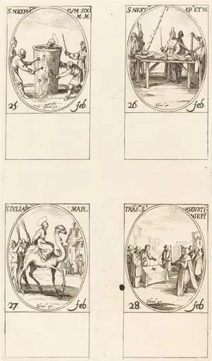 St. Nicephorus; St. Nestor; St. Julian; Translation of St. Augustin, by Jacques Callot