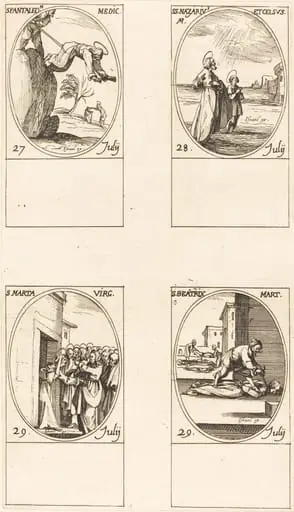 St. Pantaleon; Sts. Nazarius and Celsus; St. Martha; St. Beatrice, by Jacques Callot