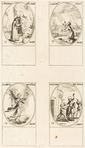 St. Patrick; St. Gertrude; St. Gabriel, Archangel; St. Edward, by Jacques Callot