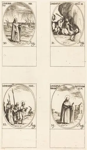 St. Philibert, Abbot; St. Privatus; St. Symphorian; St. Philip, by Jacques Callot