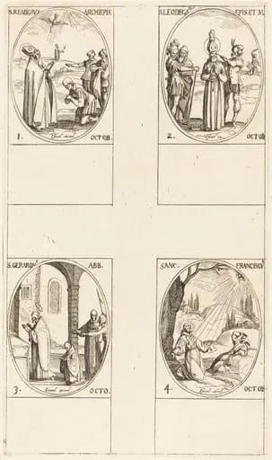 St. Remigius; St. Leodegarius; St. Gerard, Abbot; St. Francis of Assisi, by Jacques Callot