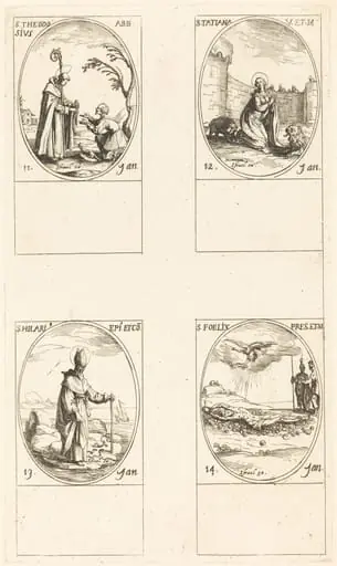 St. Theodosius; St. Tatiana; St. Hilary; St. Felix, by Jacques Callot