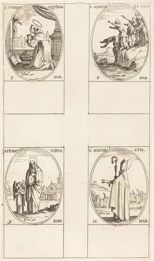 St. Thomas Aquin; St. Adrian and Companions; St. Frances; St. Macari, by Jacques Callot