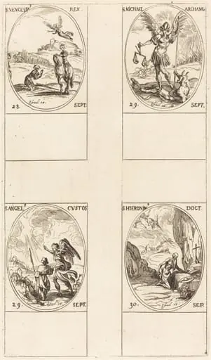 St. Wenceslas; St. Michael, Archangel; The Guardian Angel; St. Jerome, by Jacques Callot