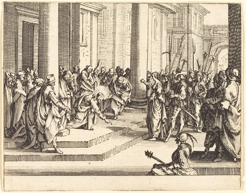 Stoning of Jesus, by Jacques Callot, ink, 1635