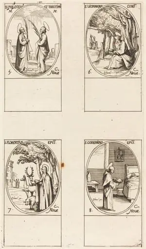 Sts. Philoteus and Theotimus; St. Leonard; St. Florentinus; St. Godfrey, by Jacques Callot