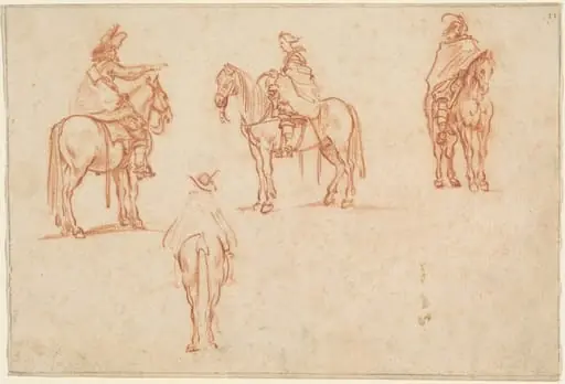 Study of Four Horsemen, by Jacques Callot