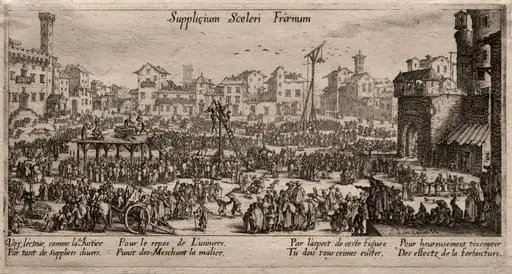 Supplicium sceleri Fraenum (The Punishments), by Jacques Callot