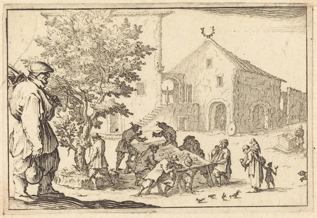 Tavern, by Jacques Callot, ink, 1617