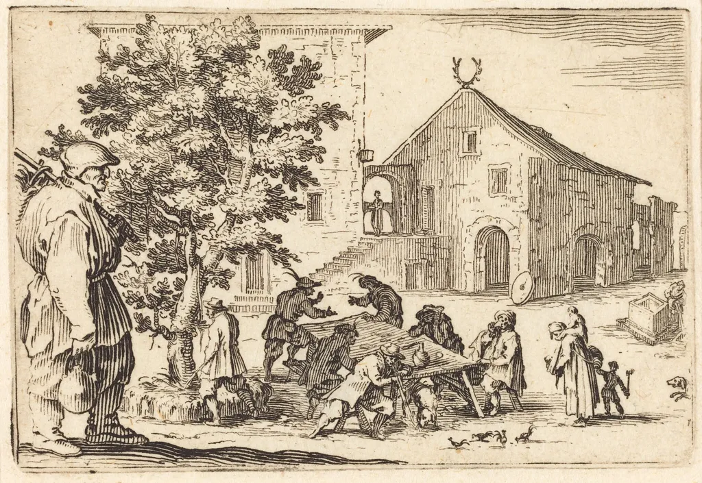 Tavern, by Jacques Callot, ink, 1622