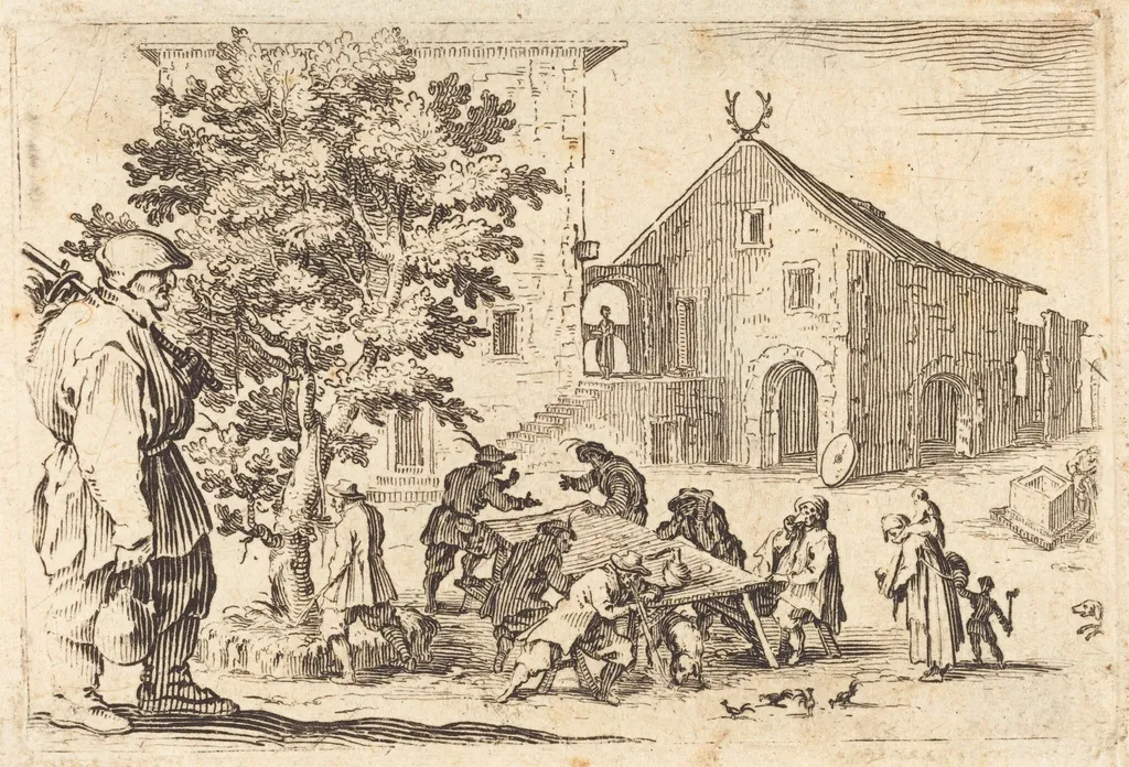 Tavern, by Jacques Callot, ink, 1622