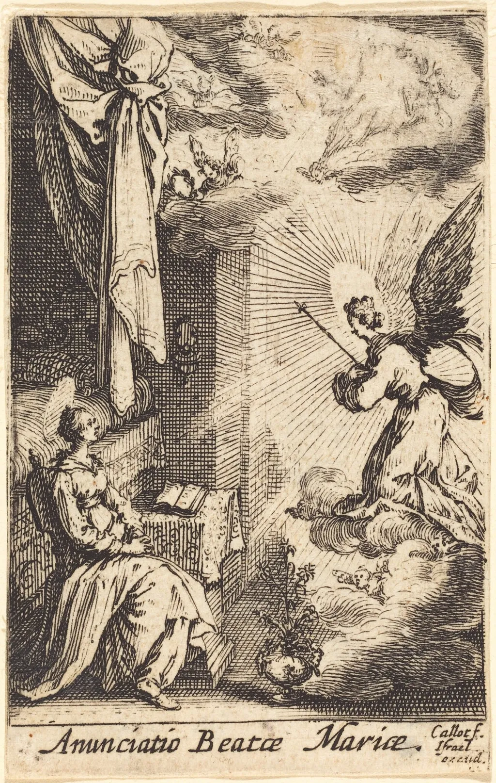 The Annunciation, by Jacques Callot, ink, 1634