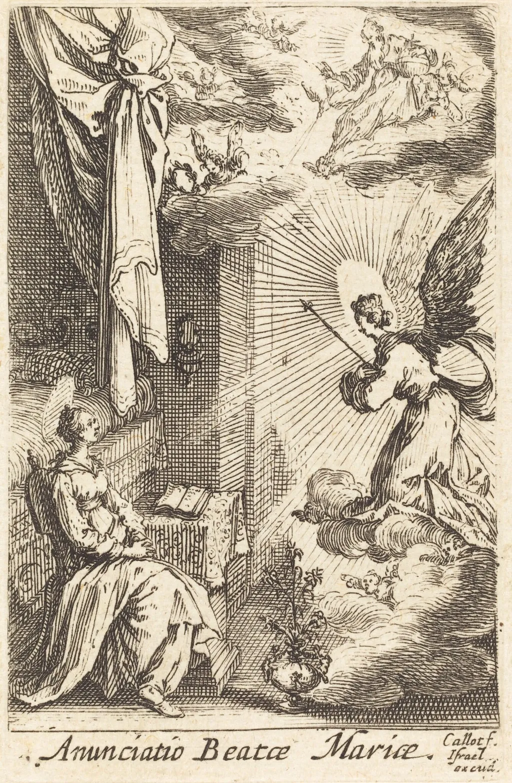 The Annunciation, by Jacques Callot, ink, 1634
