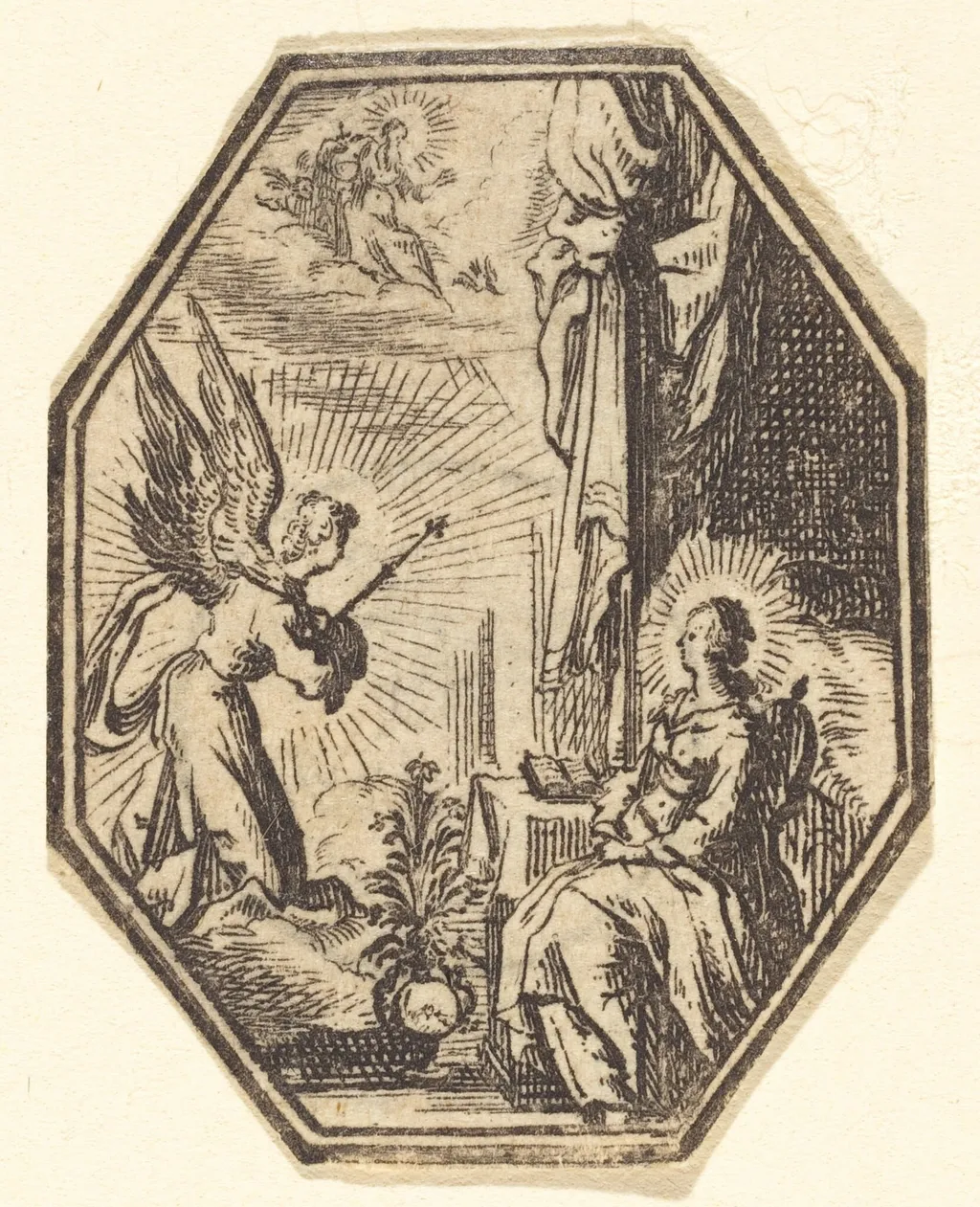 The Annunciation, by Jacques Callot, ink, 1614