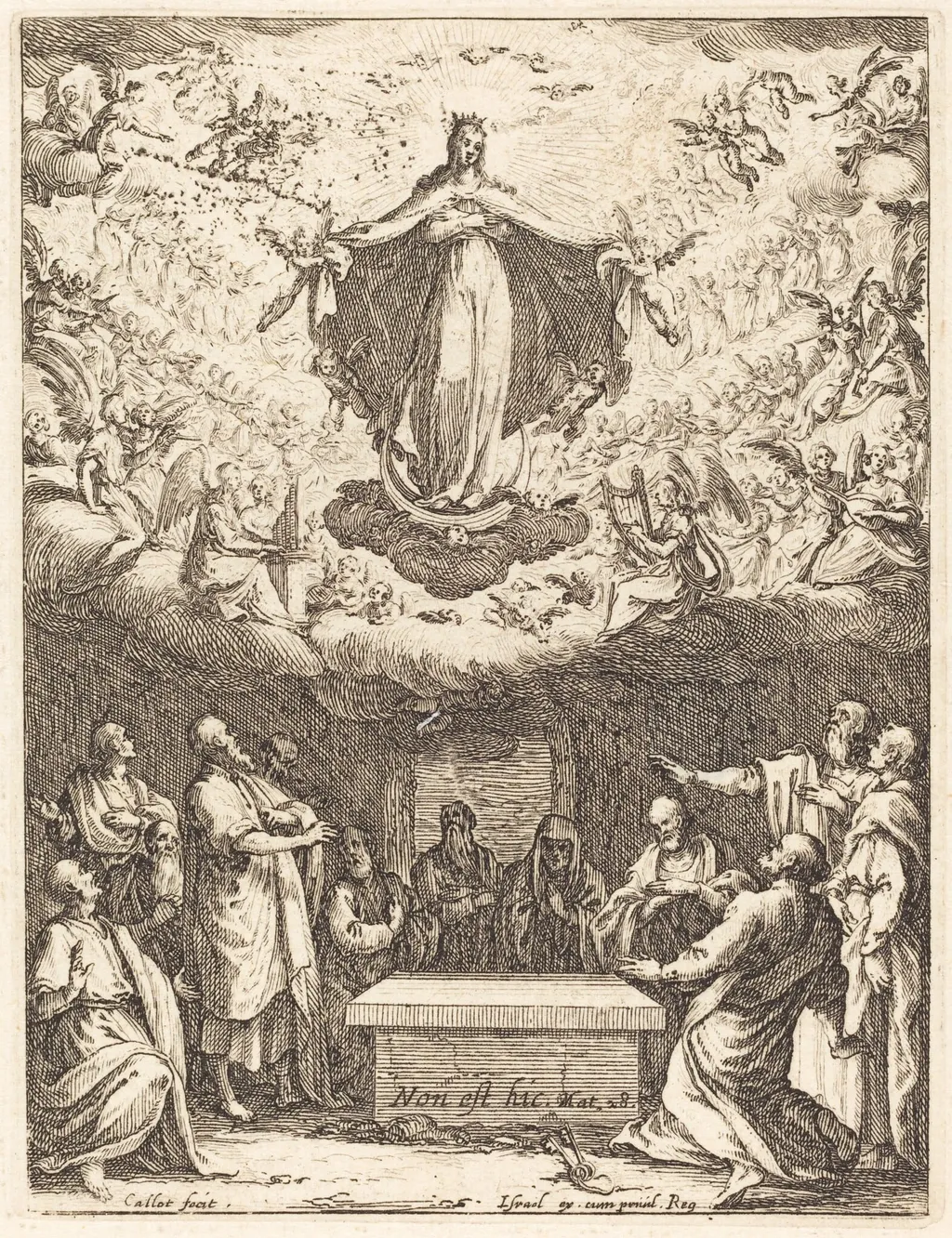 The Assumption of the Virgin, by Jacques Callot, ink, 1630