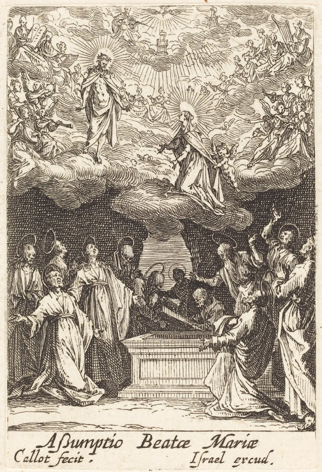 The Assumption of the Virgin, by Jacques Callot, ink, 1634