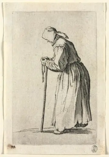 The Beggars: Beggar at Her Rosary, by Jacques Callot