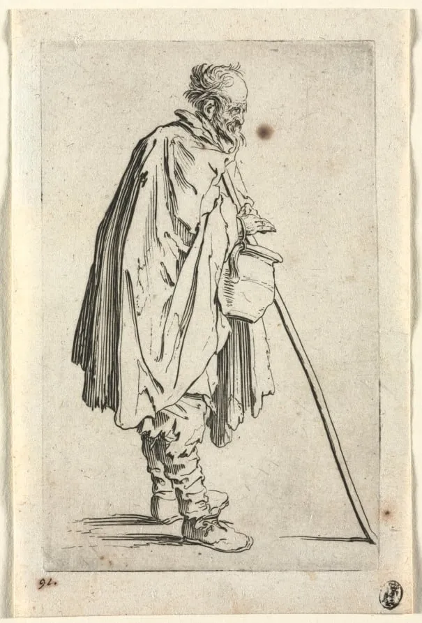 The Beggars: Beggar with Pot, by Jacques Callot, 1623