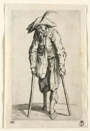 The Beggars: Beggar with Wooden Leg, by Jacques Callot