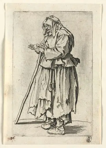 The Beggars: Beggar Woman Coming to Receive Alms, by Jacques Callot