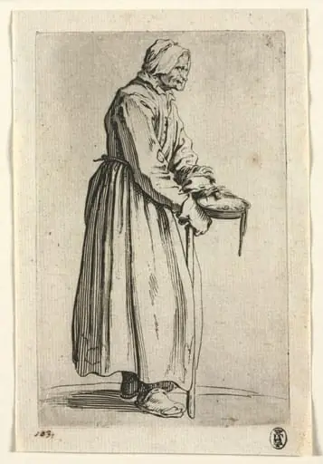 The Beggars: Beggar Woman with Her Alms Bowl, by Jacques Callot