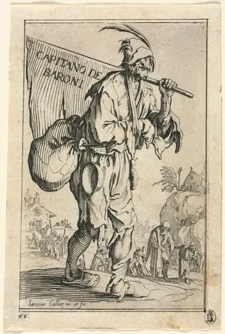 The Beggars: Frontispiece: Captain of the Barons, by Jacques Callot, 1623