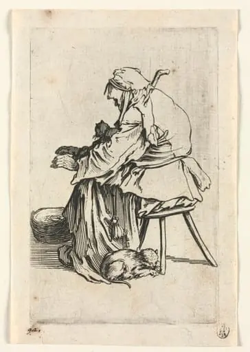 The Beggars: Old Woman and Cats, by Jacques Callot
