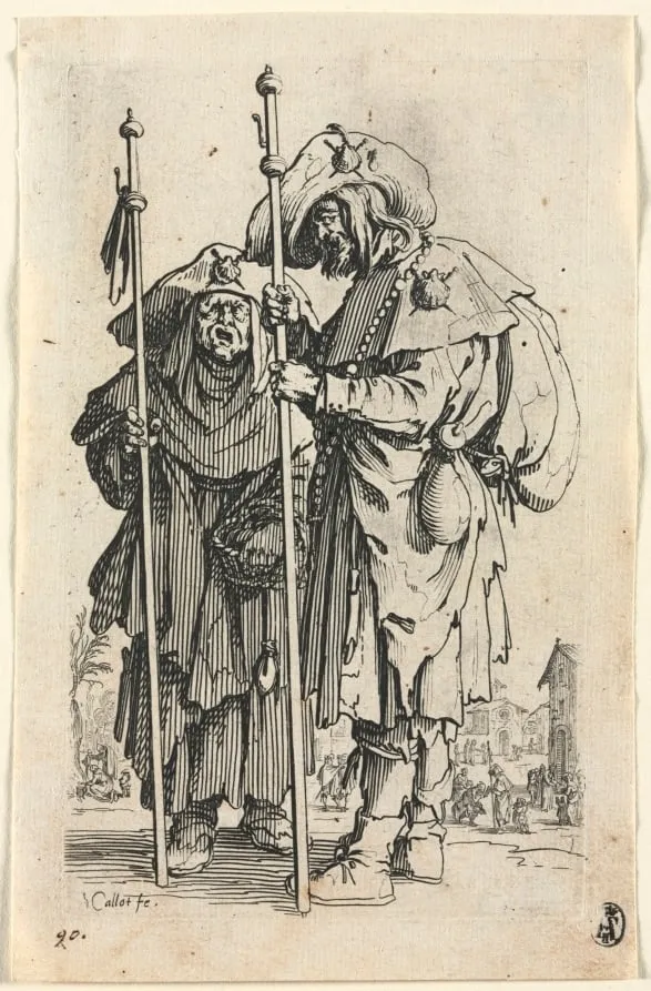 The Beggars: The Two Pilgrims, by Jacques Callot, 1623