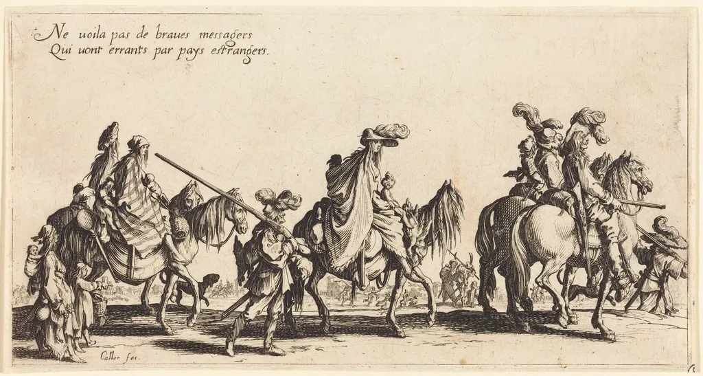 The Bohemians Marching: The Vanguard, by Jacques Callot, ink, 1621