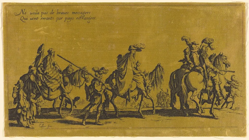 The Bohemians Marching: The Vanguard, by Jacques Callot, ink