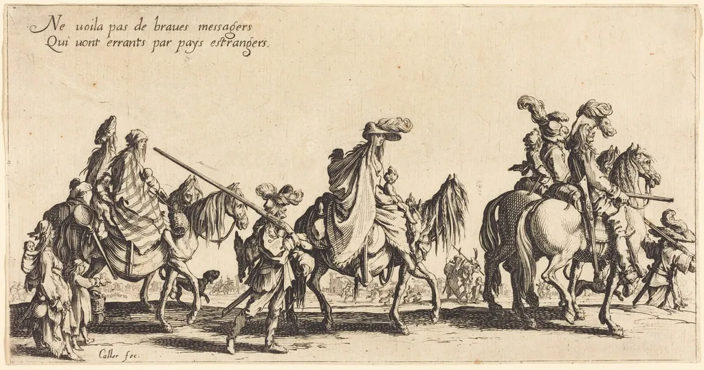 The Bohemians Marching: The Vanguard, by Jacques Callot, ink, 1621