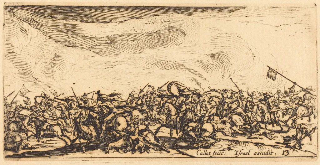 The Cavalry Combat with Swords, by Jacques Callot, ink, 1633