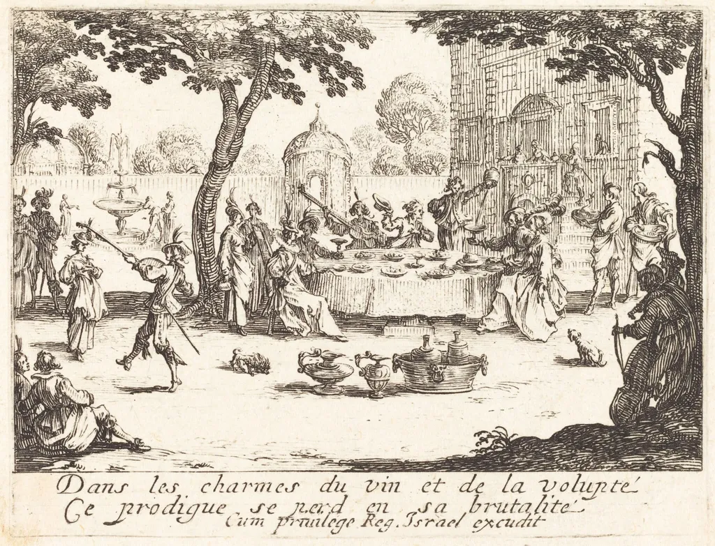 The Dissipation, by Jacques Callot, ink, 1635