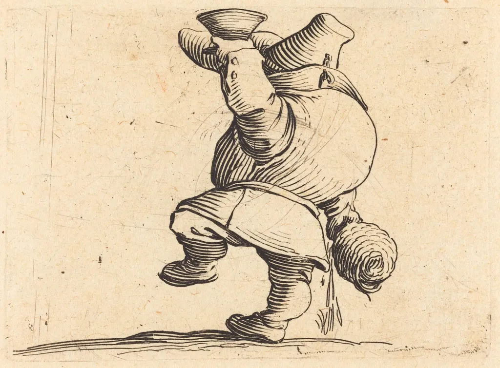 The Drinker, Back View, by Jacques Callot, ink, 1622